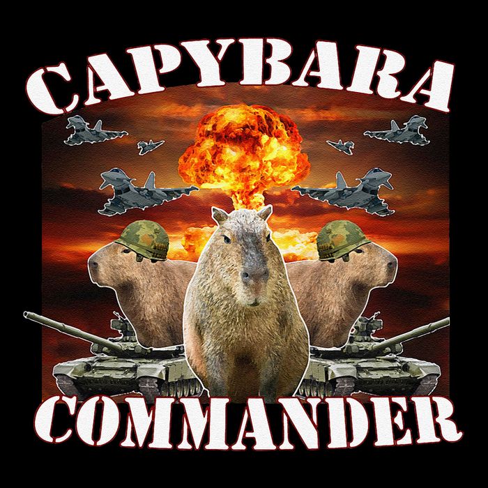 Capybara Commander Funny Capybara Warrior 7-Panel Snapback Hat