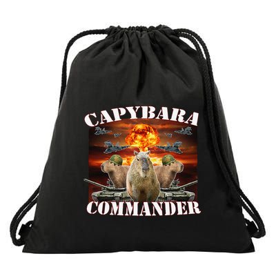 Capybara Commander Funny Capybara Warrior Drawstring Bag