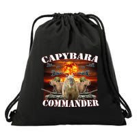 Capybara Commander Funny Capybara Warrior Drawstring Bag