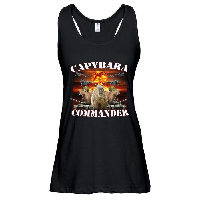 Capybara Commander Funny Capybara Warrior Ladies Essential Flowy Tank