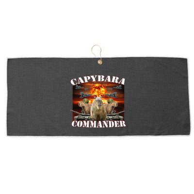 Capybara Commander Funny Capybara Warrior Large Microfiber Waffle Golf Towel