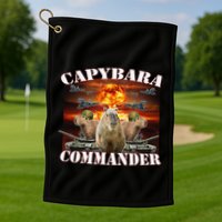 Capybara Commander Funny Capybara Warrior Golf Towel