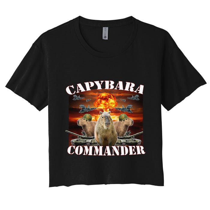 Capybara Commander Funny Capybara Warrior Crop Top