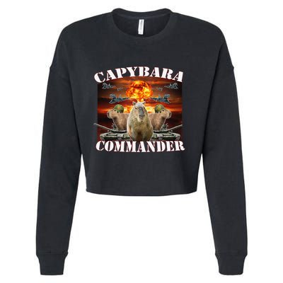 Capybara Commander Funny Capybara Warrior Cropped Pullover Crew