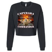 Capybara Commander Funny Capybara Warrior Cropped Pullover Crew