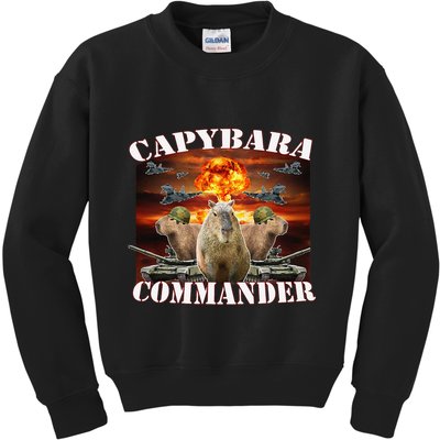 Capybara Commander Funny Capybara Warrior Kids Sweatshirt