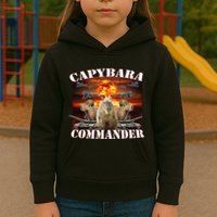 Capybara Commander Funny Capybara Warrior Kids Hoodie