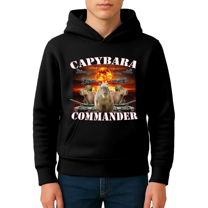 Capybara Commander Funny Capybara Warrior Kids Hoodie
