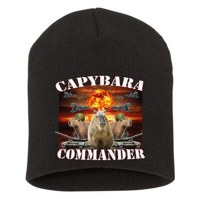 Capybara Commander Funny Capybara Warrior Short Acrylic Beanie