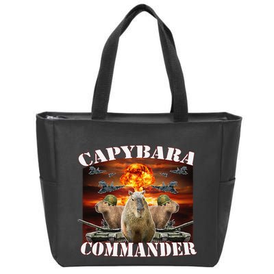 Capybara Commander Funny Capybara Warrior Zip Tote Bag