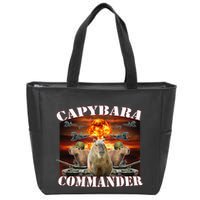 Capybara Commander Funny Capybara Warrior Zip Tote Bag