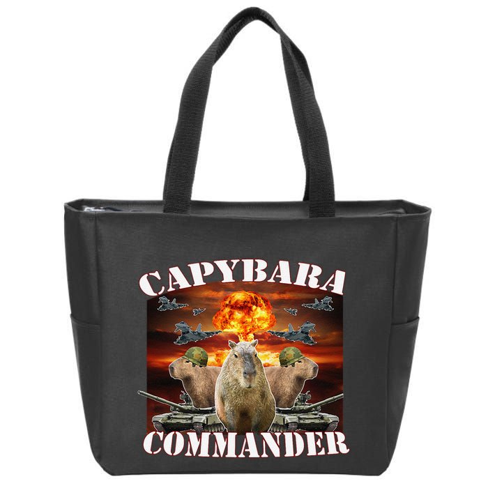 Capybara Commander Funny Capybara Warrior Zip Tote Bag