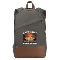 Capybara Commander Funny Capybara Warrior Cotton Canvas Backpack