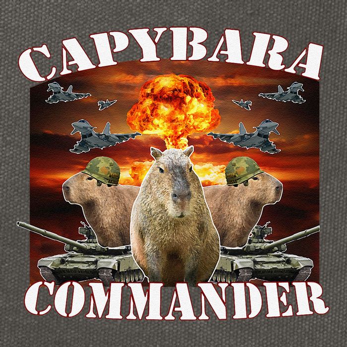 Capybara Commander Funny Capybara Warrior Cotton Canvas Backpack