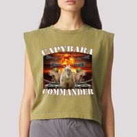 Capybara Commander Funny Capybara Warrior Garment-Dyed Women's Muscle Tee