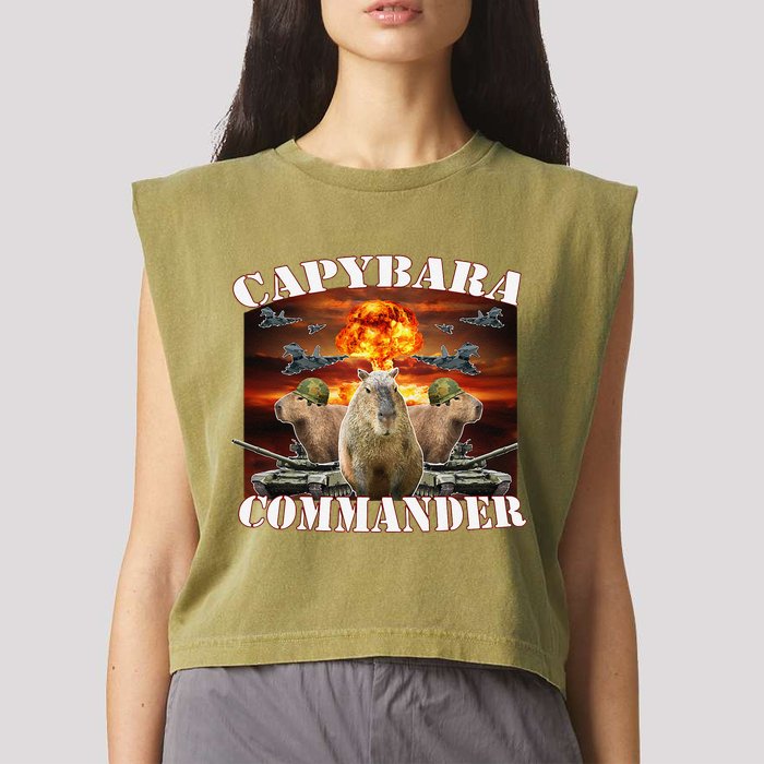 Capybara Commander Funny Capybara Warrior Garment-Dyed Women's Muscle Tee