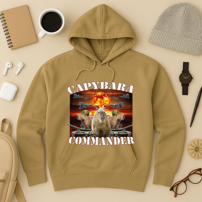 Capybara Commander Funny Capybara Warrior Hoodie