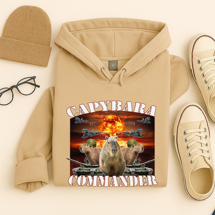 Capybara Commander Funny Capybara Warrior Hoodie