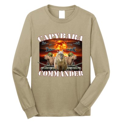 Capybara Commander Funny Capybara Warrior Long Sleeve Shirt