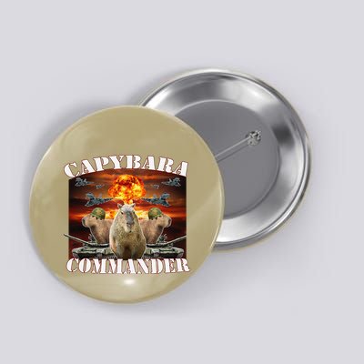 Capybara Commander Funny Capybara Warrior Button