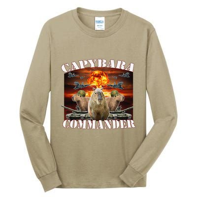 Capybara Commander Funny Capybara Warrior Tall Long Sleeve T-Shirt
