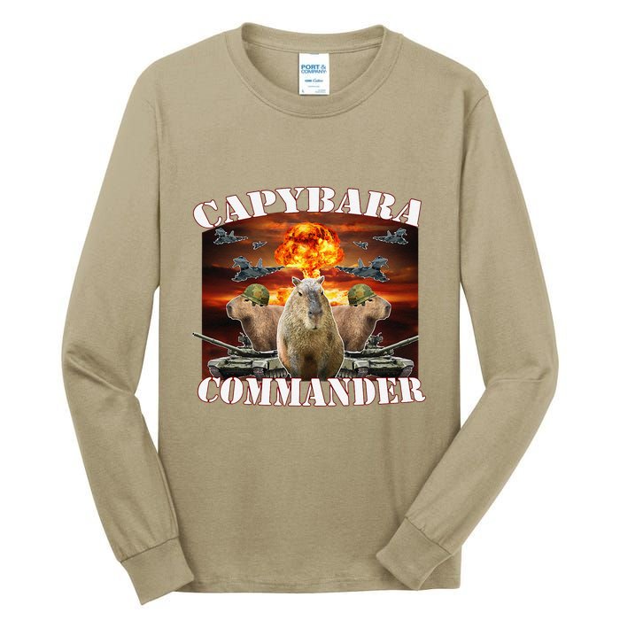 Capybara Commander Funny Capybara Warrior Tall Long Sleeve T-Shirt