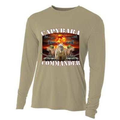 Capybara Commander Funny Capybara Warrior Cooling Performance Long Sleeve Crew