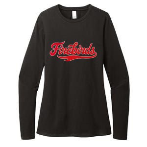 Carthage College Firebirds Classic Athletic Script Throwback Womens CVC Long Sleeve Shirt