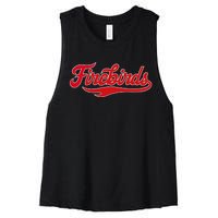 Carthage College Firebirds Classic Athletic Script Throwback Women's Racerback Cropped Tank