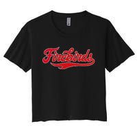 Carthage College Firebirds Classic Athletic Script Throwback Women's Crop Top Tee