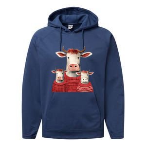 Christmas Cow Family Matching Outfit Performance Fleece Hoodie