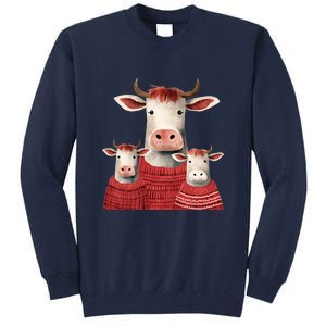 Christmas Cow Family Matching Outfit Tall Sweatshirt