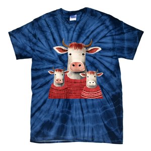 Christmas Cow Family Matching Outfit Tie-Dye T-Shirt