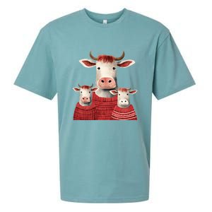 Christmas Cow Family Matching Outfit Sueded Cloud Jersey T-Shirt