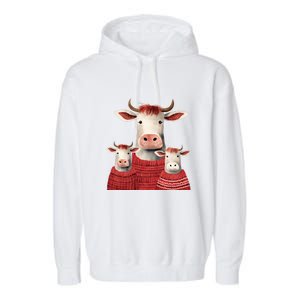 Christmas Cow Family Matching Outfit Garment-Dyed Fleece Hoodie