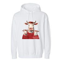 Christmas Cow Family Matching Outfit Garment-Dyed Fleece Hoodie