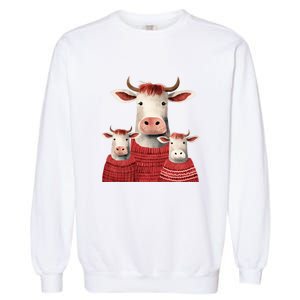 Christmas Cow Family Matching Outfit Garment-Dyed Sweatshirt