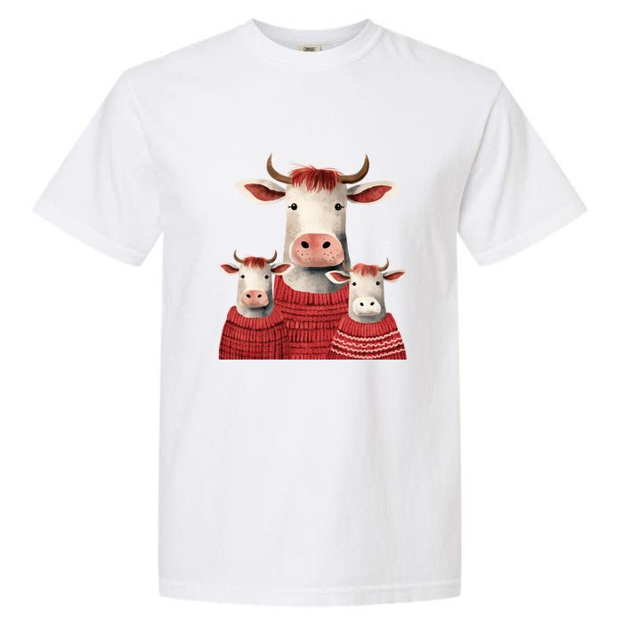 Christmas Cow Family Matching Outfit Garment-Dyed Heavyweight T-Shirt