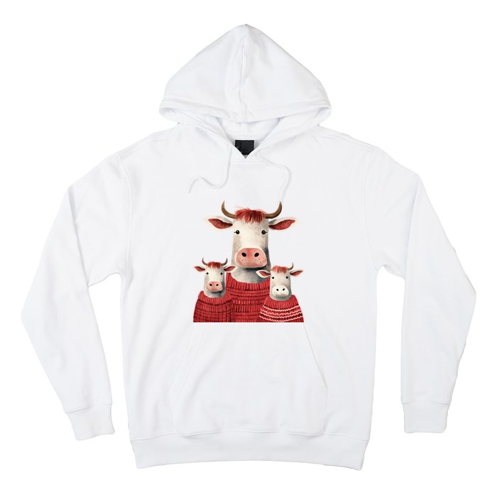 Christmas Cow Family Matching Outfit Hoodie