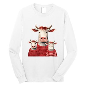 Christmas Cow Family Matching Outfit Long Sleeve Shirt