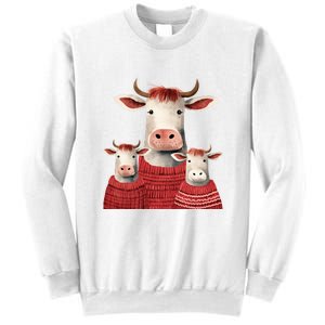 Christmas Cow Family Matching Outfit Sweatshirt