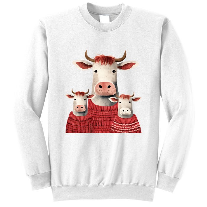 Christmas Cow Family Matching Outfit Sweatshirt