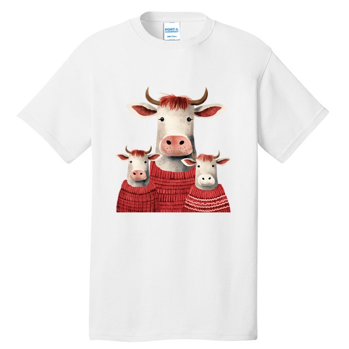 Christmas Cow Family Matching Outfit Tall T-Shirt