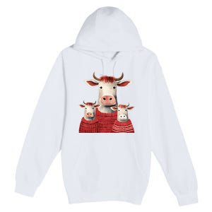 Christmas Cow Family Matching Outfit Premium Pullover Hoodie