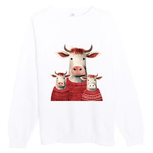 Christmas Cow Family Matching Outfit Premium Crewneck Sweatshirt