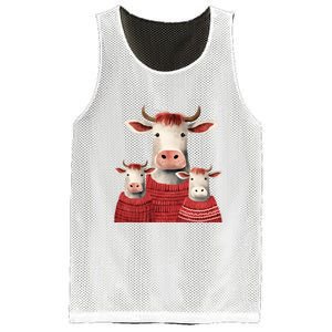 Christmas Cow Family Matching Outfit Mesh Reversible Basketball Jersey Tank