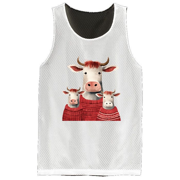 Christmas Cow Family Matching Outfit Mesh Reversible Basketball Jersey Tank