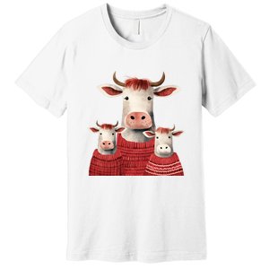 Christmas Cow Family Matching Outfit Premium T-Shirt