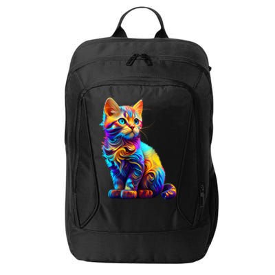 Cute Cat for Kitten Lovers Colorful Art Kitty Adoption City Backpack