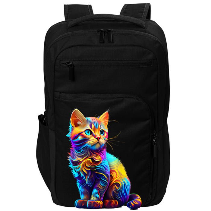 Cute Cat for Kitten Lovers Colorful Art Kitty Adoption Impact Tech Backpack